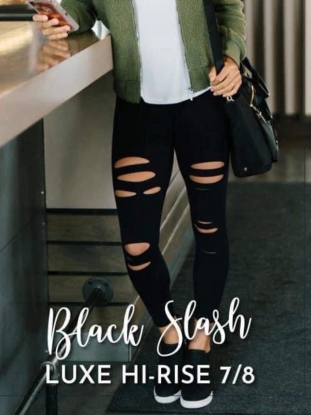 Zyia Black Slash Luxe Hi- Rise Tight